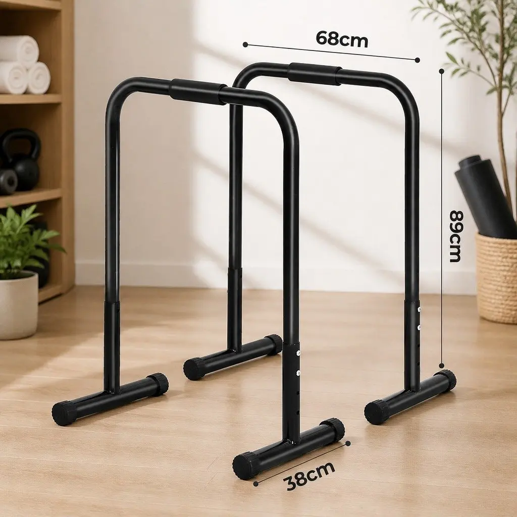 Parallel Dip Bar Station Adjustable Height Steel Tube Black