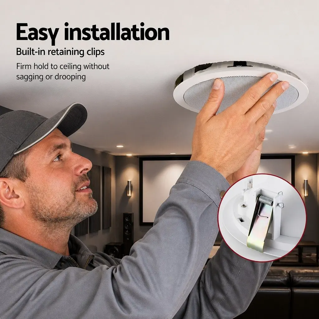 6 Inch Ceiling Speaker ABS Construction White 8 Piece
