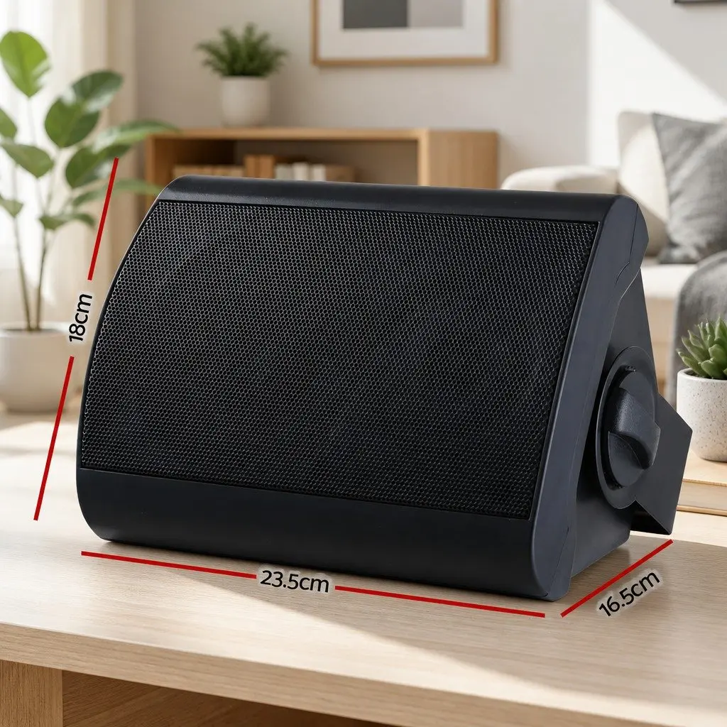 Wall Speakers Set 5.25 Inch Woofer 2.5 Inch Tweeter Two Way Configuration Black Audio Indoor Outdoor
