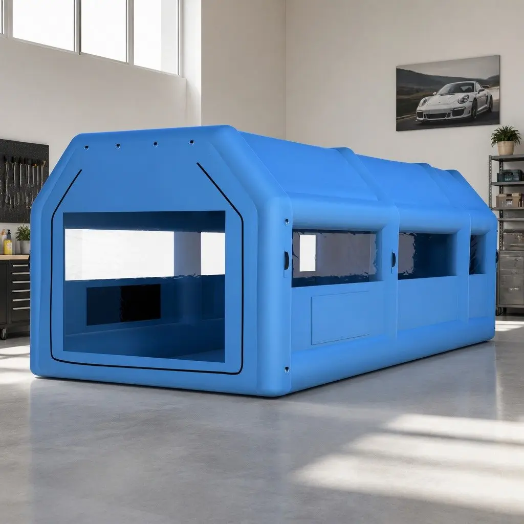 Inflatable Spray Paint Booth Tent 10x5x3.5m Navy Blue 201D Oxford Fabric with PVC Coating