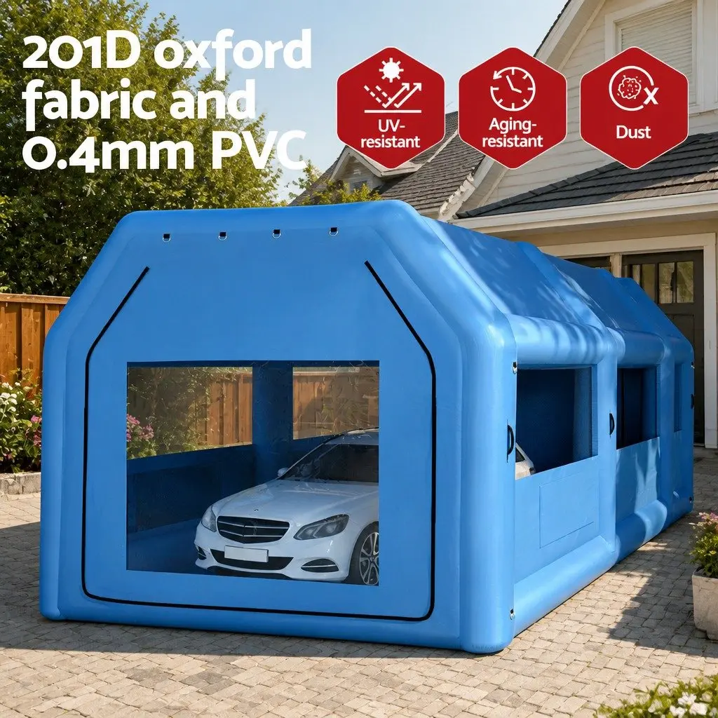 Inflatable Spray Paint Booth Tent 10x5x3.5m Navy Blue 201D Oxford Fabric with PVC Coating