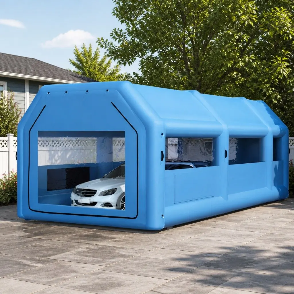 Inflatable Spray Paint Booth Tent 10x5x3.5m Navy Blue 201D Oxford Fabric with PVC Coating
