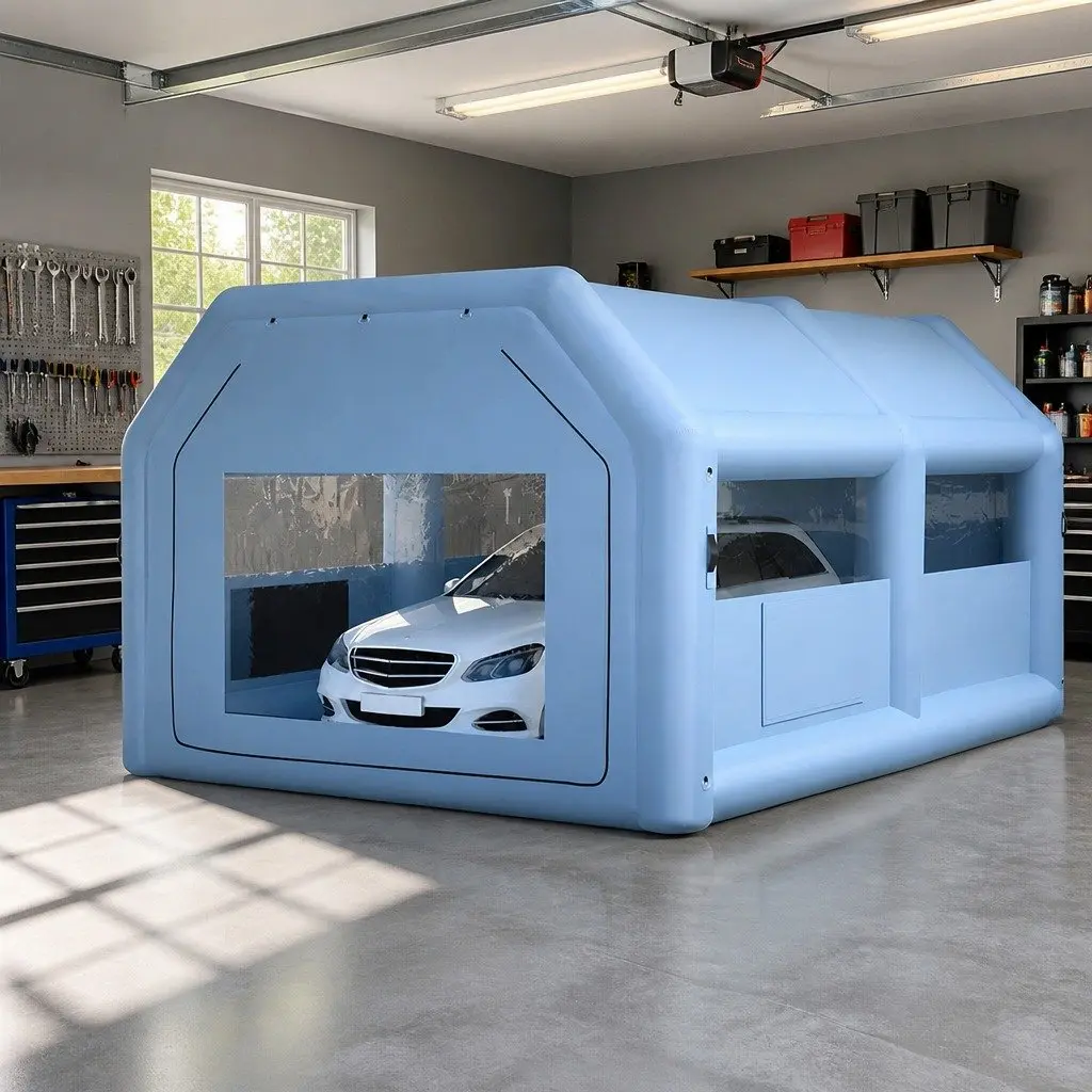 Inflatable Spray Paint Booth 6x4m 201D Oxford Fabric Blue