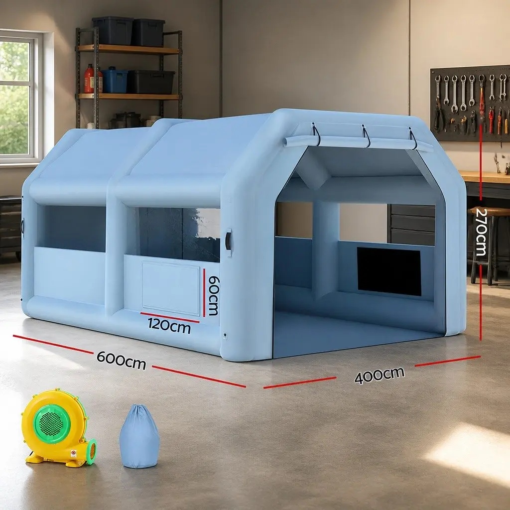 Inflatable Spray Paint Booth 6x4m 201D Oxford Fabric Blue