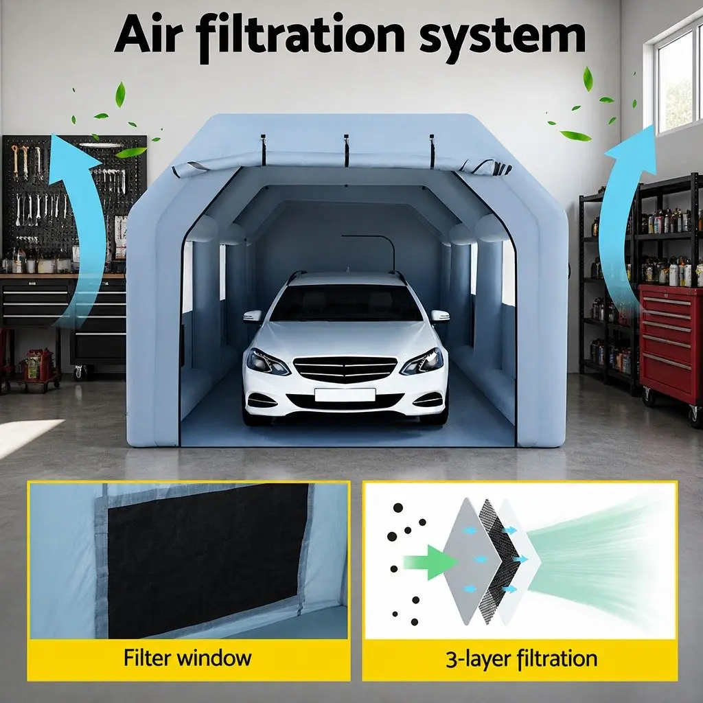 Inflatable Spray Paint Booth 8.5x4.6m Tent Car Auto Painting Filter System 2