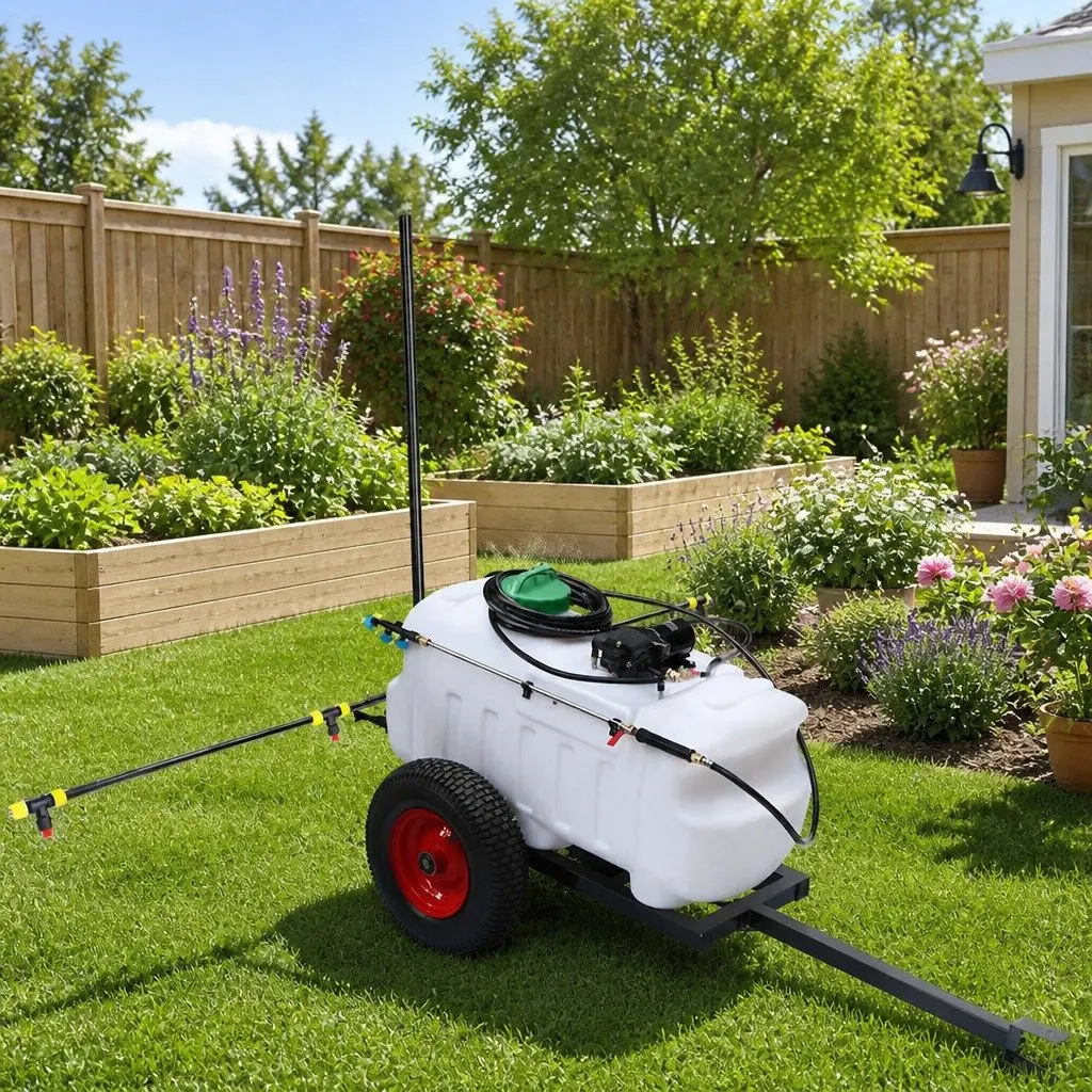 Weed Sprayer 100L Tank Trailer 1.5M Boom Black Garden Spray System