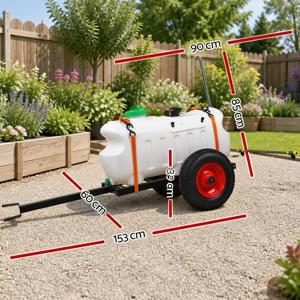 Weed Sprayer 100L Tank Trailer 1.5M Boom Black Garden Spray System