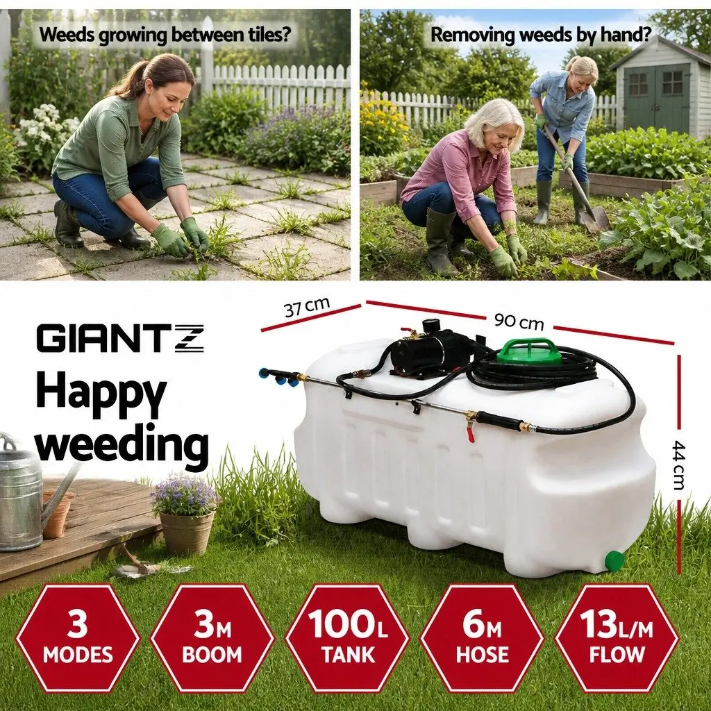 Weed Sprayer 100L Tank 3M Boom ATV Black Garden Spray Pesticide Herbicide