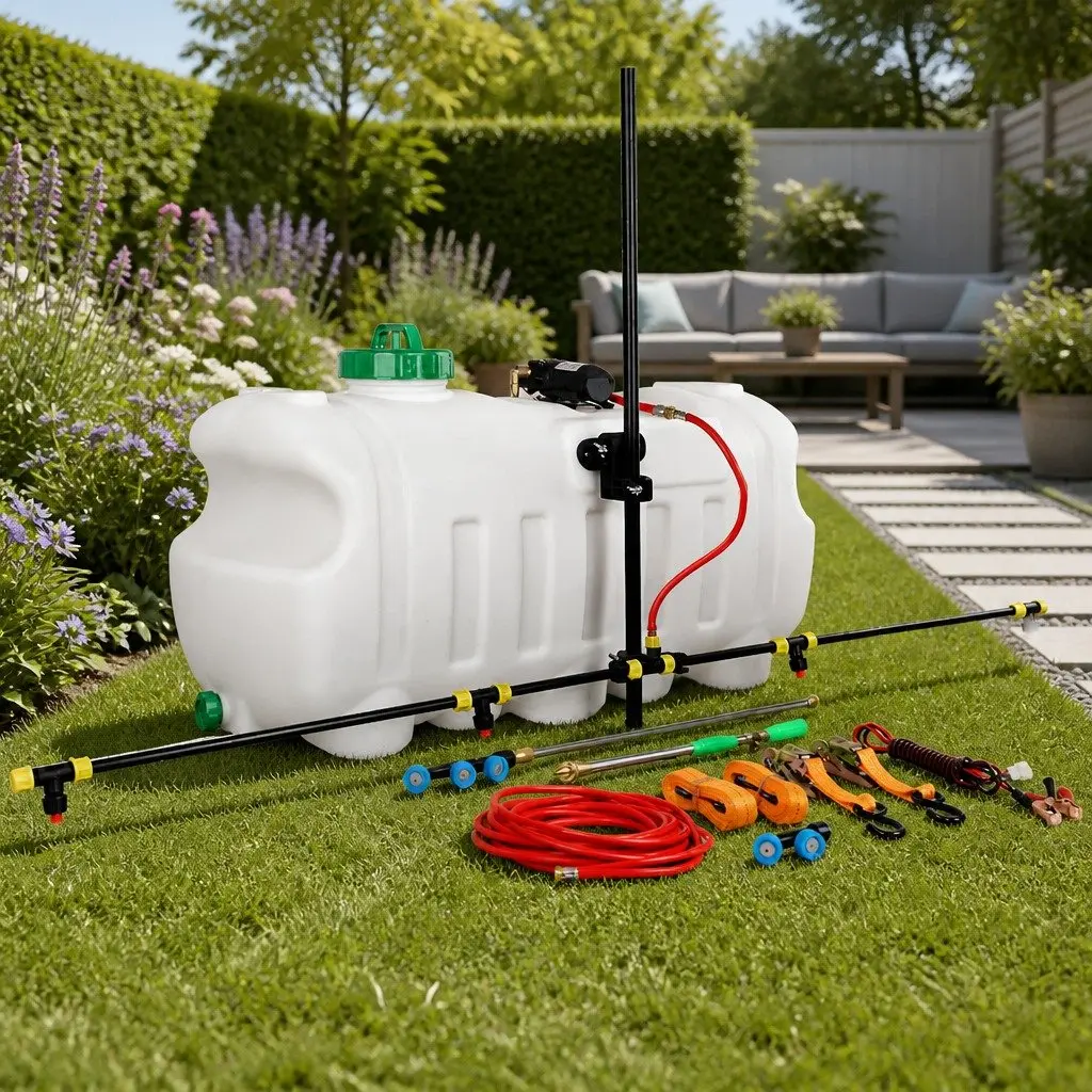 100L Weed Sprayer Tank Boom Spray Gun Adjustable Multi-Nozzle White