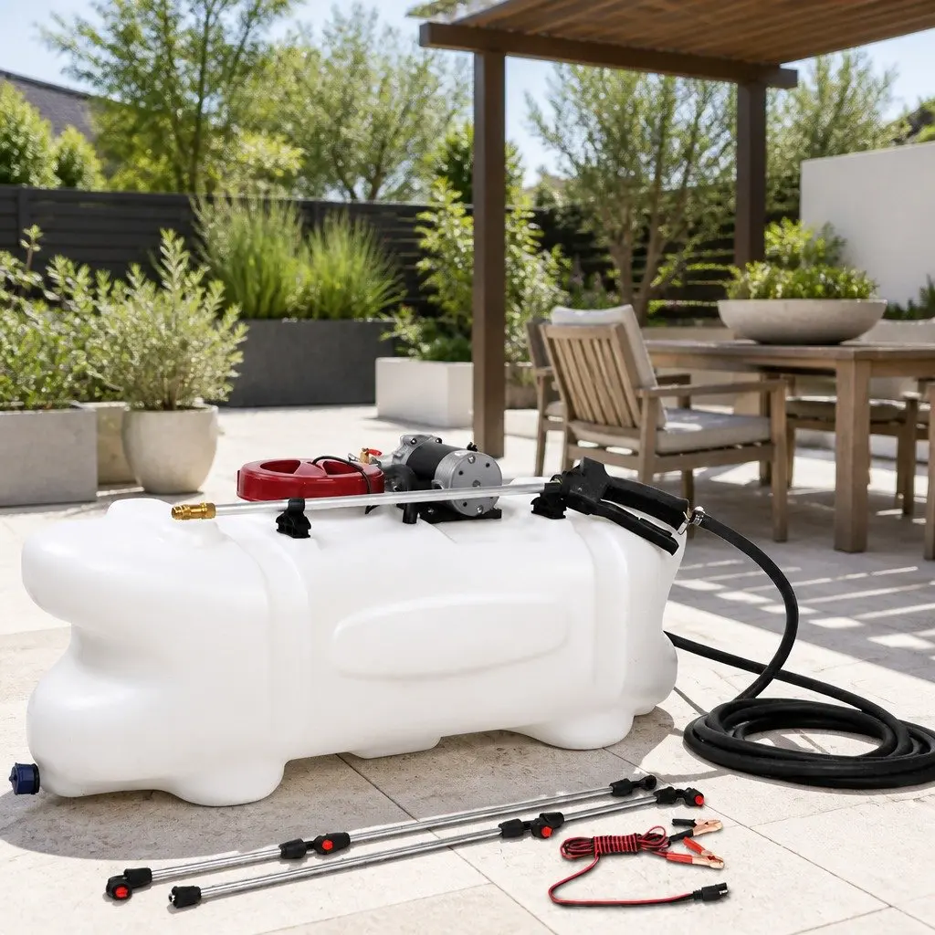 100L Spray Tank Self-Priming Pump 1.5M Rear Boom Black ATV Mounted Garden Sprayer