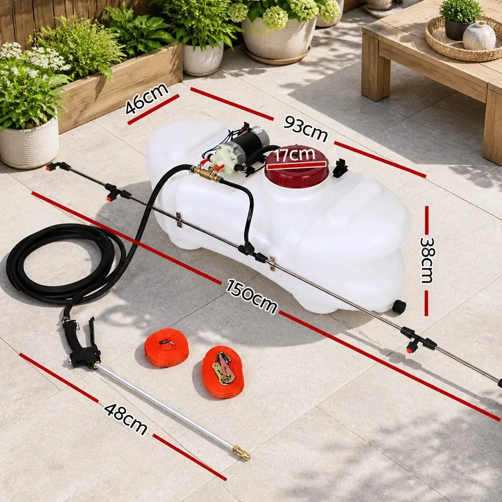 100L Spray Tank Self-Priming Pump 1.5M Rear Boom Black ATV Mounted Garden Sprayer