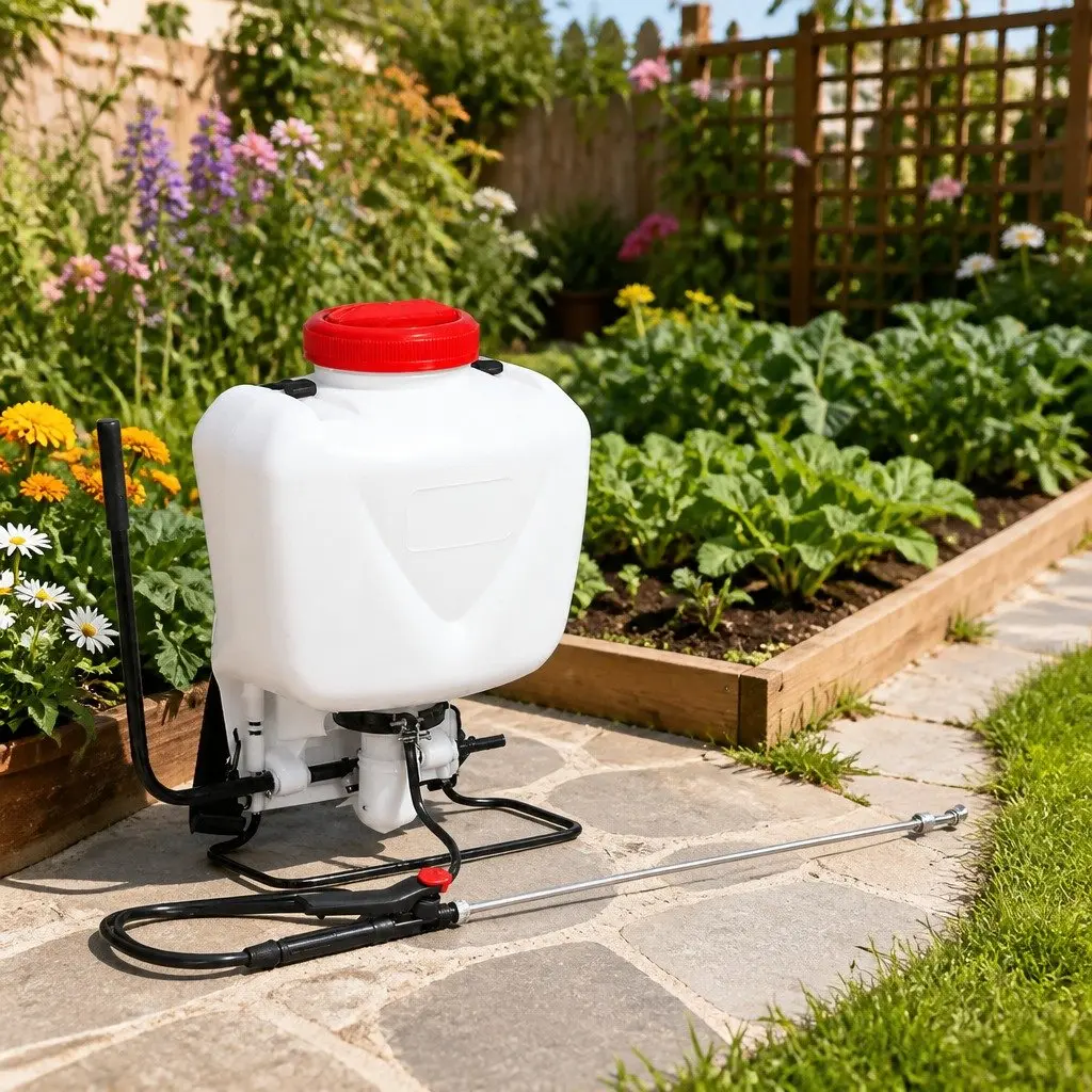 15L Backpack Sprayer Stainless Steel Spray Lance Four Nozzles White and Red