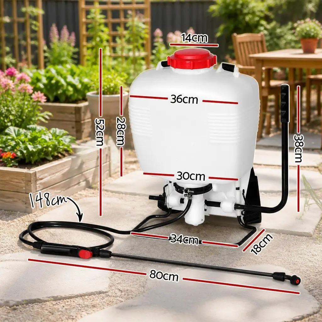 15L Backpack Sprayer Knapsack Pressure Pump White and Red