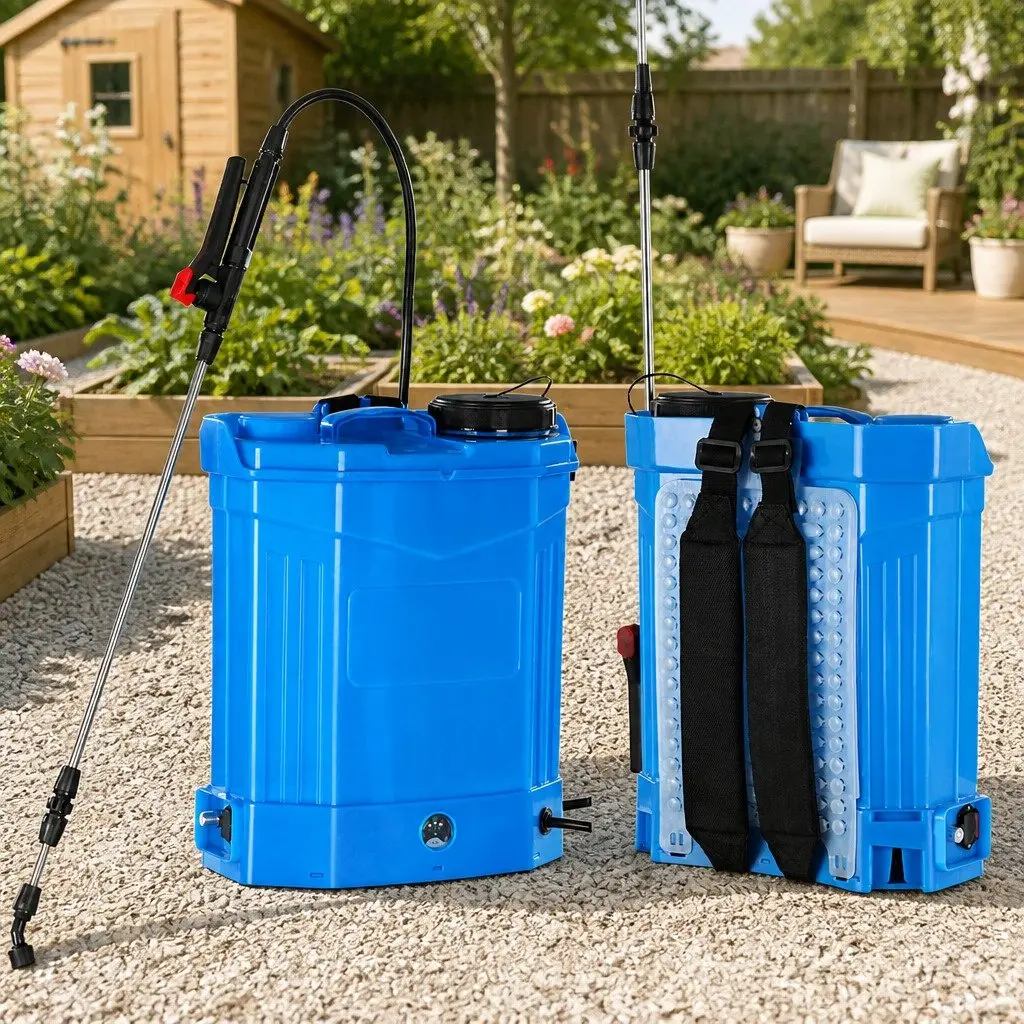 Electric Backpack Sprayer 16L Stainless Steel Blue Knapsack Tank Pesticide Herbicide Garden Spray