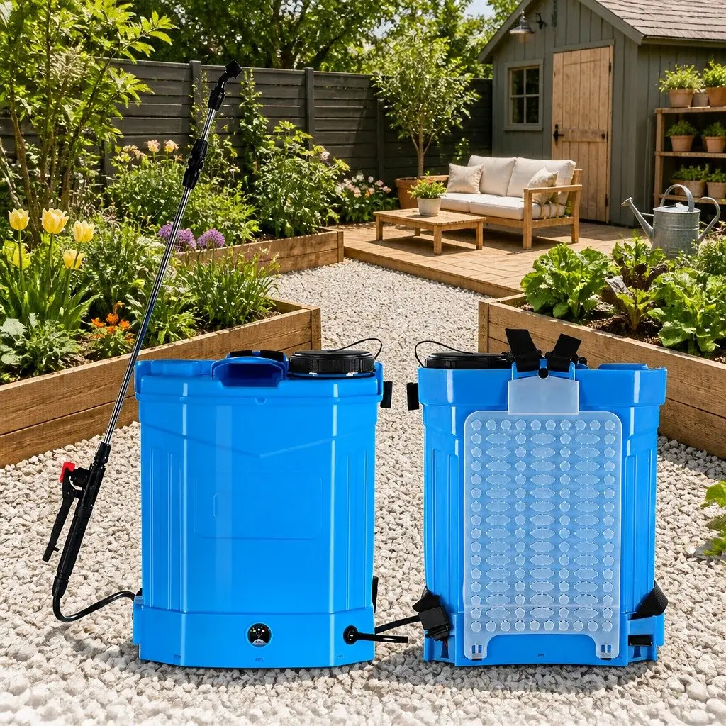 Electric Backpack Sprayer 16L Stainless Steel Blue Knapsack Tank Pesticide Herbicide Garden Spray