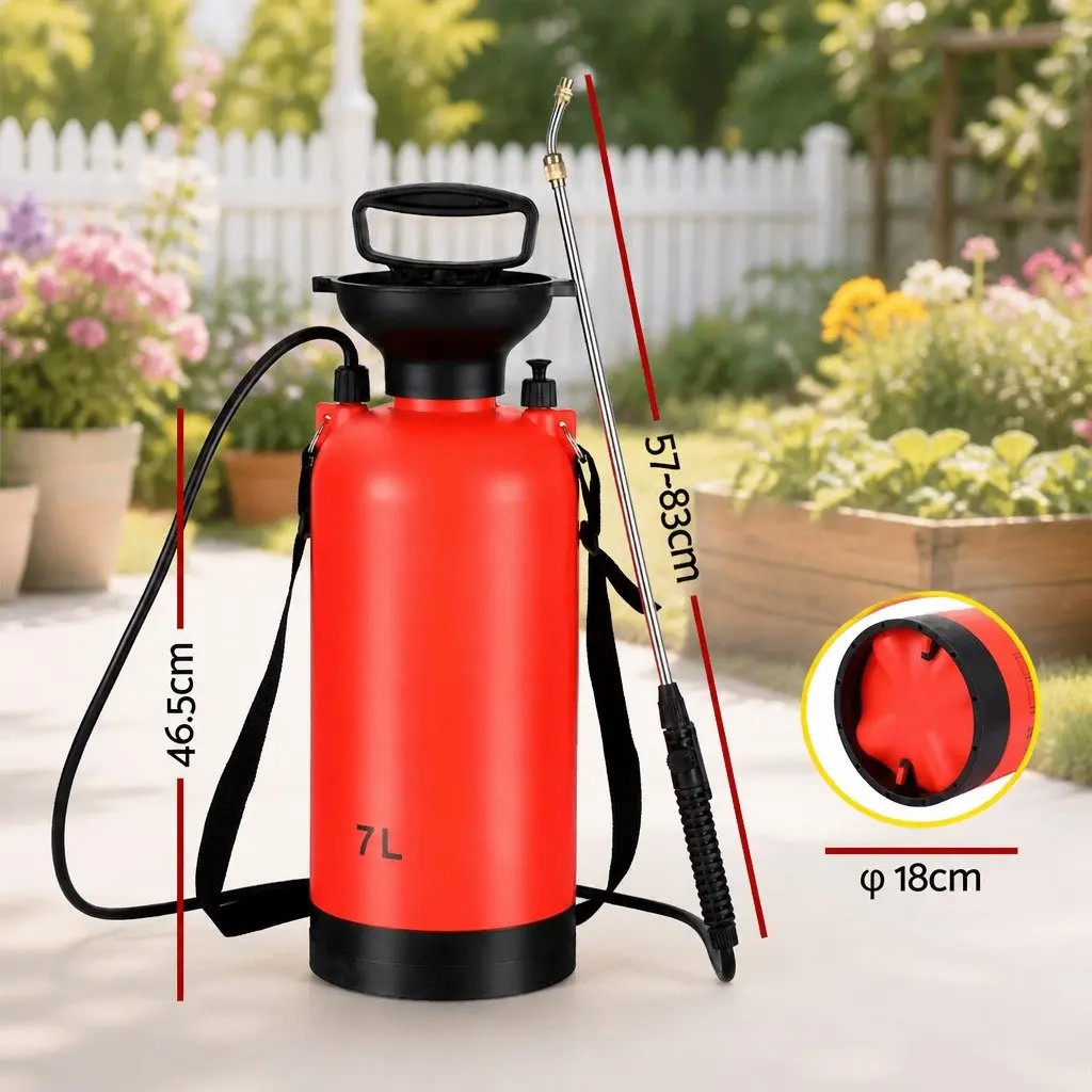7L Garden Spray Tank Shoulder-Mounted Pressure Sprayer for Herbicides Pesticides Fertilizers Cleaning Orange Black