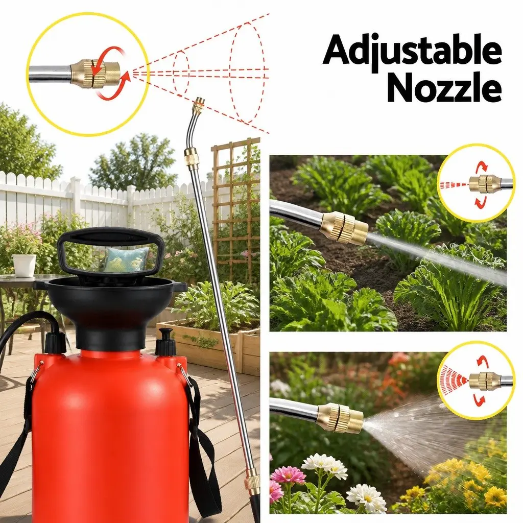 7L Garden Spray Tank Shoulder-Mounted Pressure Sprayer for Herbicides Pesticides Fertilizers Cleaning Orange Black