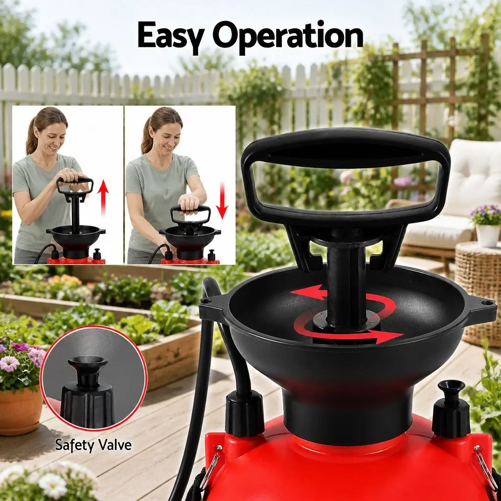 7L Garden Spray Tank Shoulder-Mounted Pressure Sprayer for Herbicides Pesticides Fertilizers Cleaning Orange Black