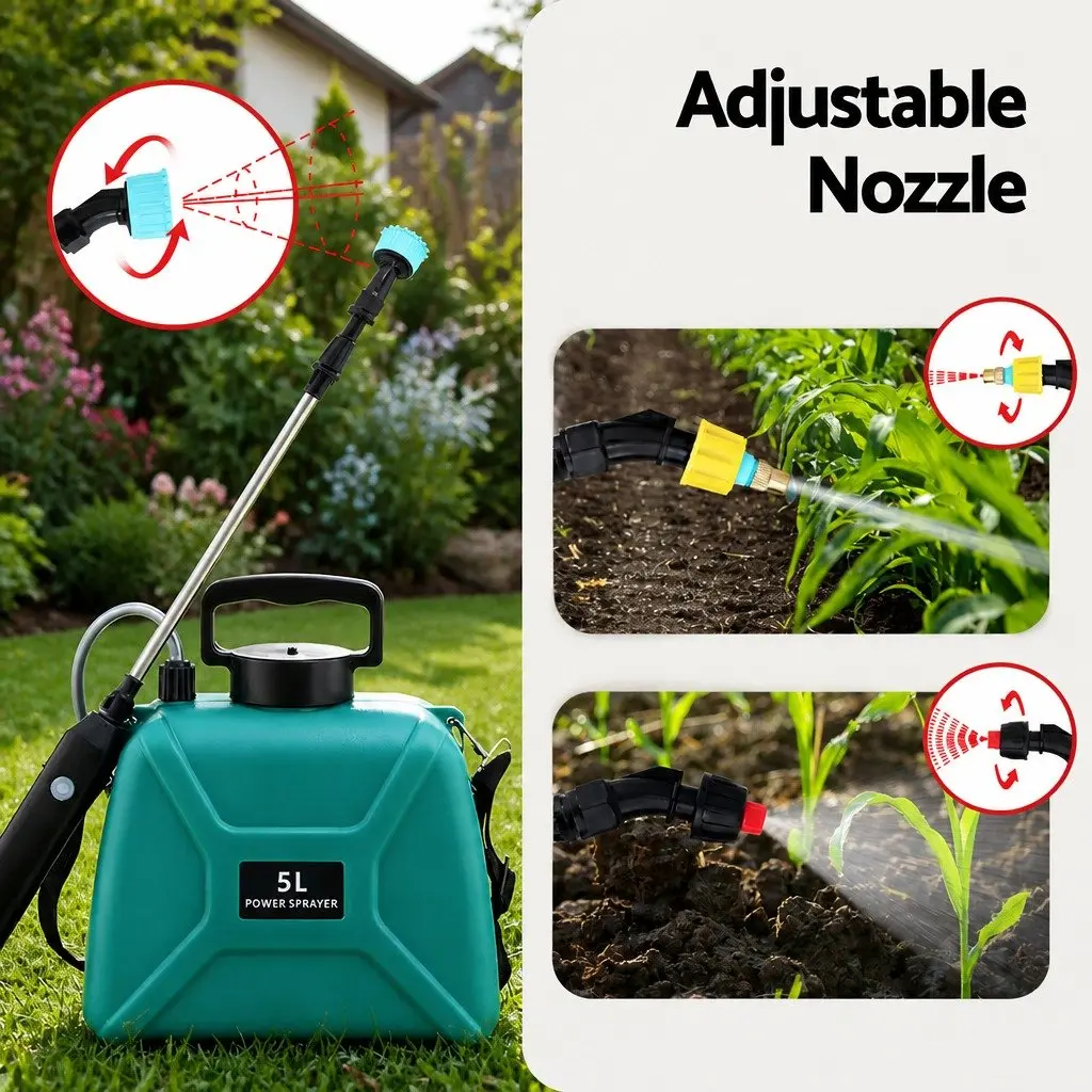 Electric Garden Sprayer USB Rechargeable 5L Green Herbicide Dual Spray Modes