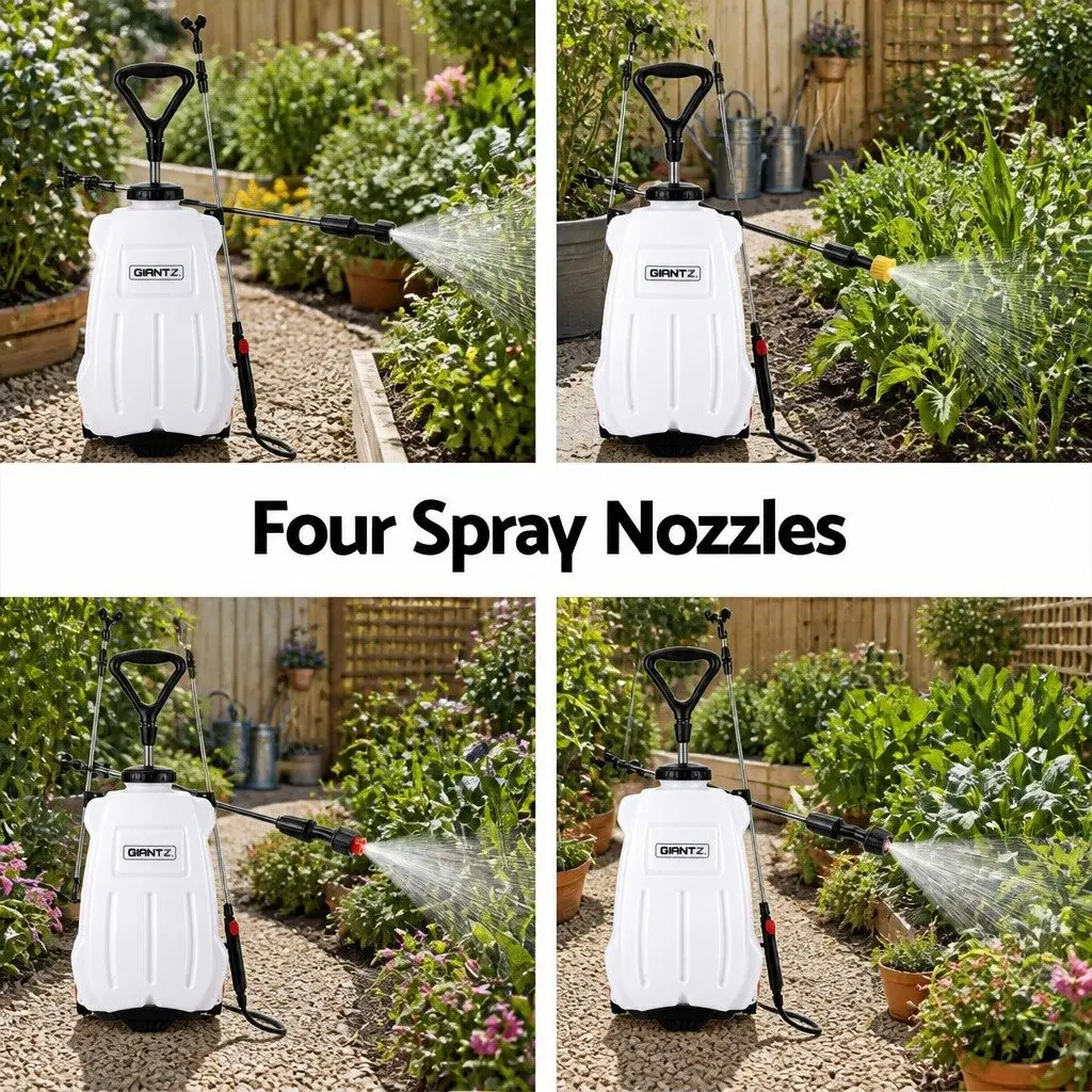 Electric Backpack Sprayer 20L PE White and Black Trolley with Stainless Steel Wand and Four Nozzle Heads
