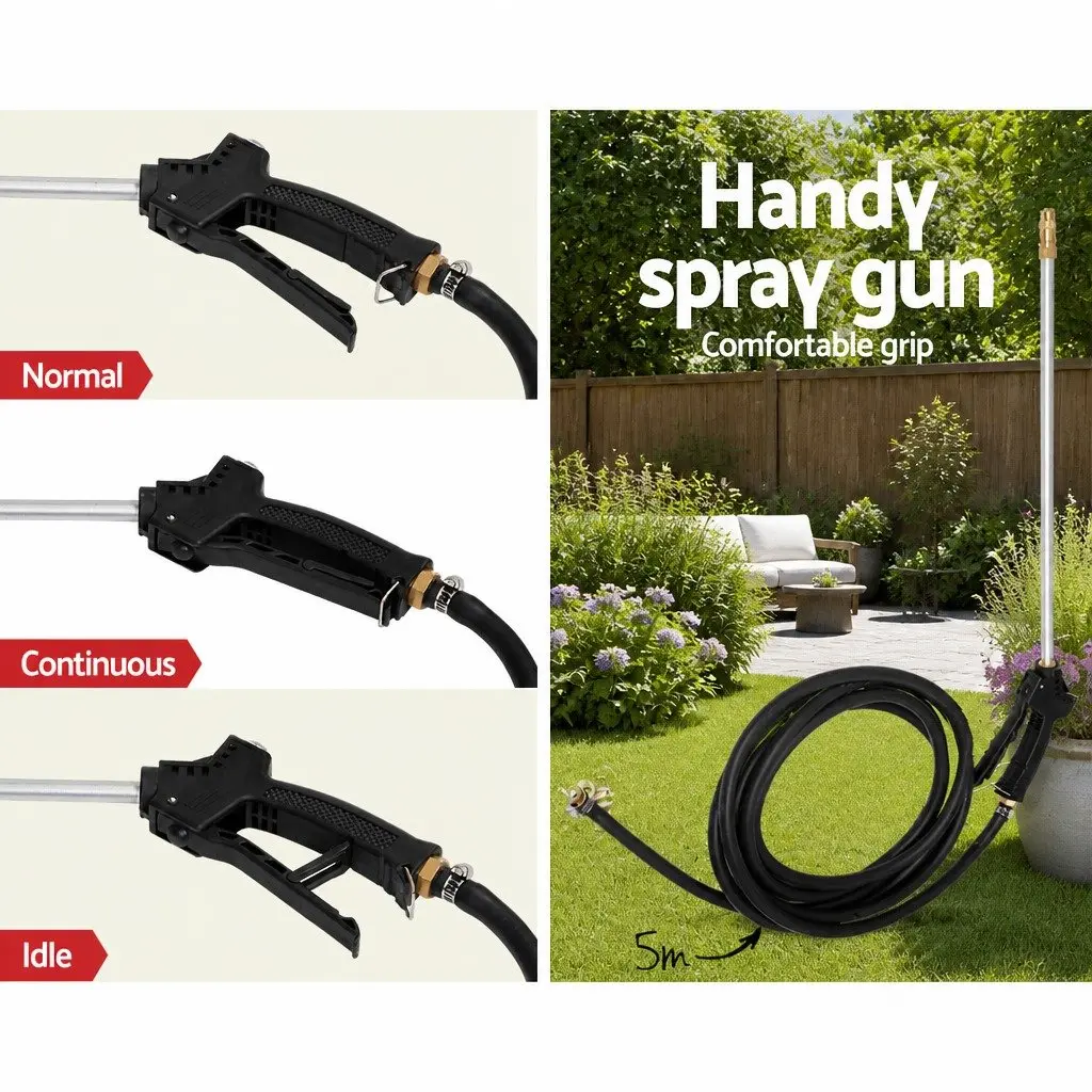 60L Weed Sprayer Trailer with Rear Boom and Handheld Spray Gun 12V Pump Adjustable Black Garden Equipment