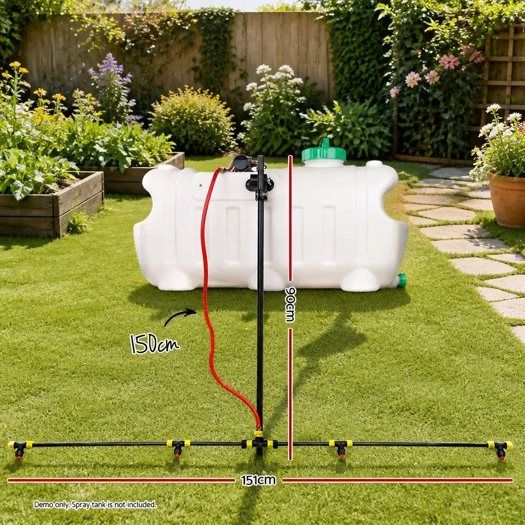 Adjustable Spray Boom 151cm Width 1.5M Hose 4 Nozzles Black