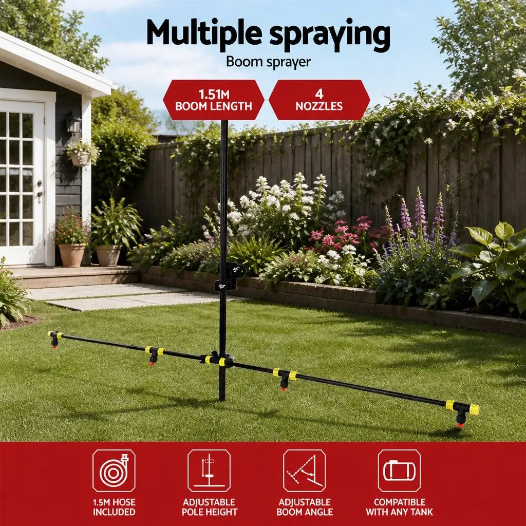 Adjustable Spray Boom 151cm Width 1.5M Hose 4 Nozzles Black