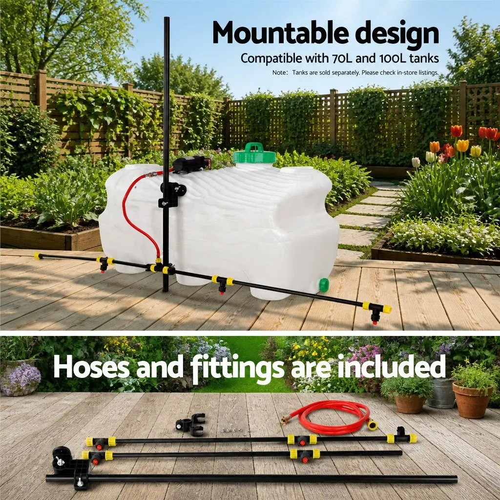 Adjustable Spray Boom 151cm Width 1.5M Hose 4 Nozzles Black