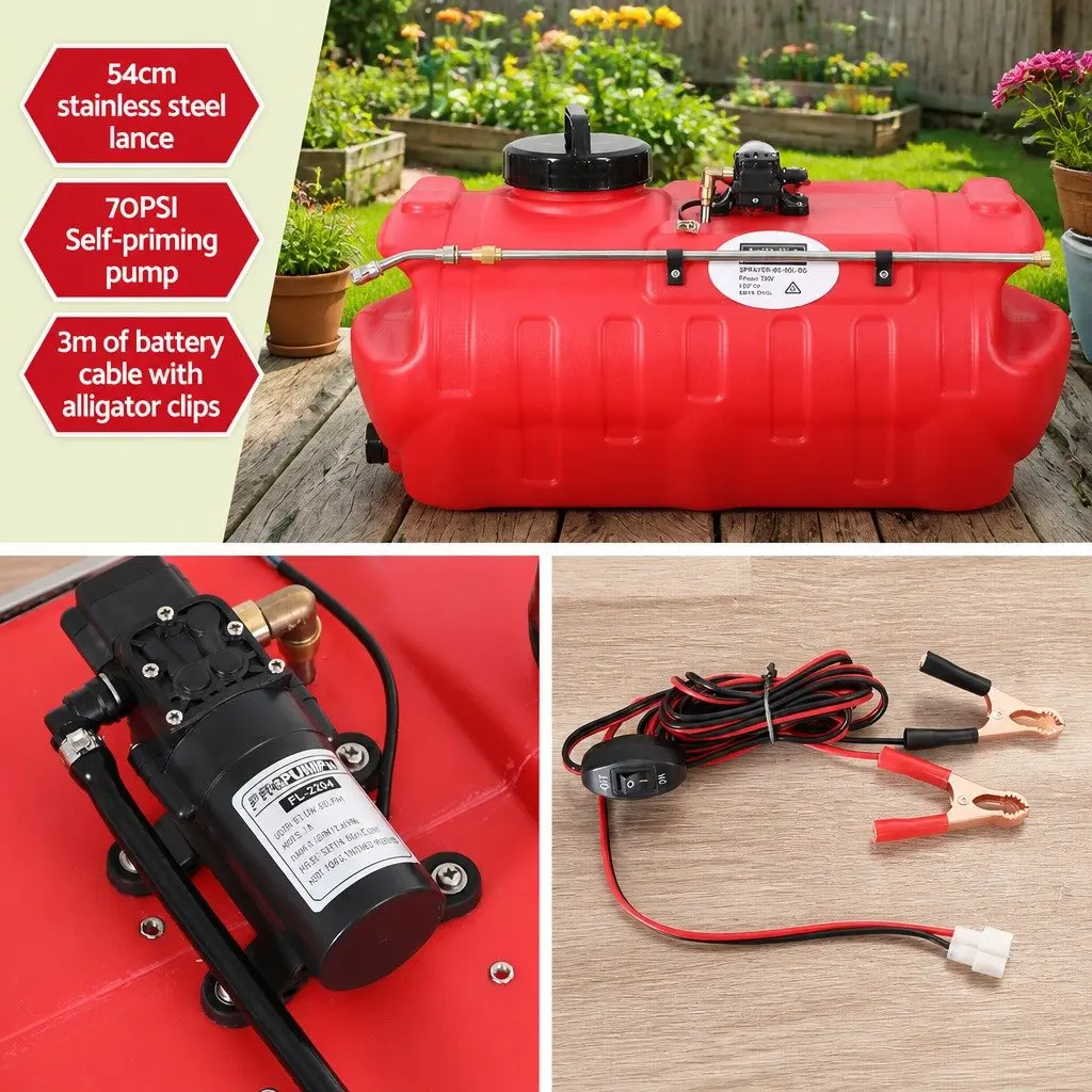 50L ATV Weed Sprayer Pump Boom Spot Spray Tank Garden Quad Bike Herbicide Red