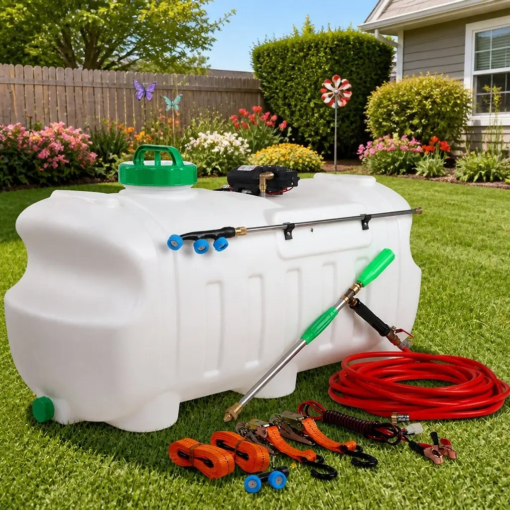 100L Electric Weed Sprayer 12V Self-Priming Pump Black Garden Spray Tank with Hose Nozzles