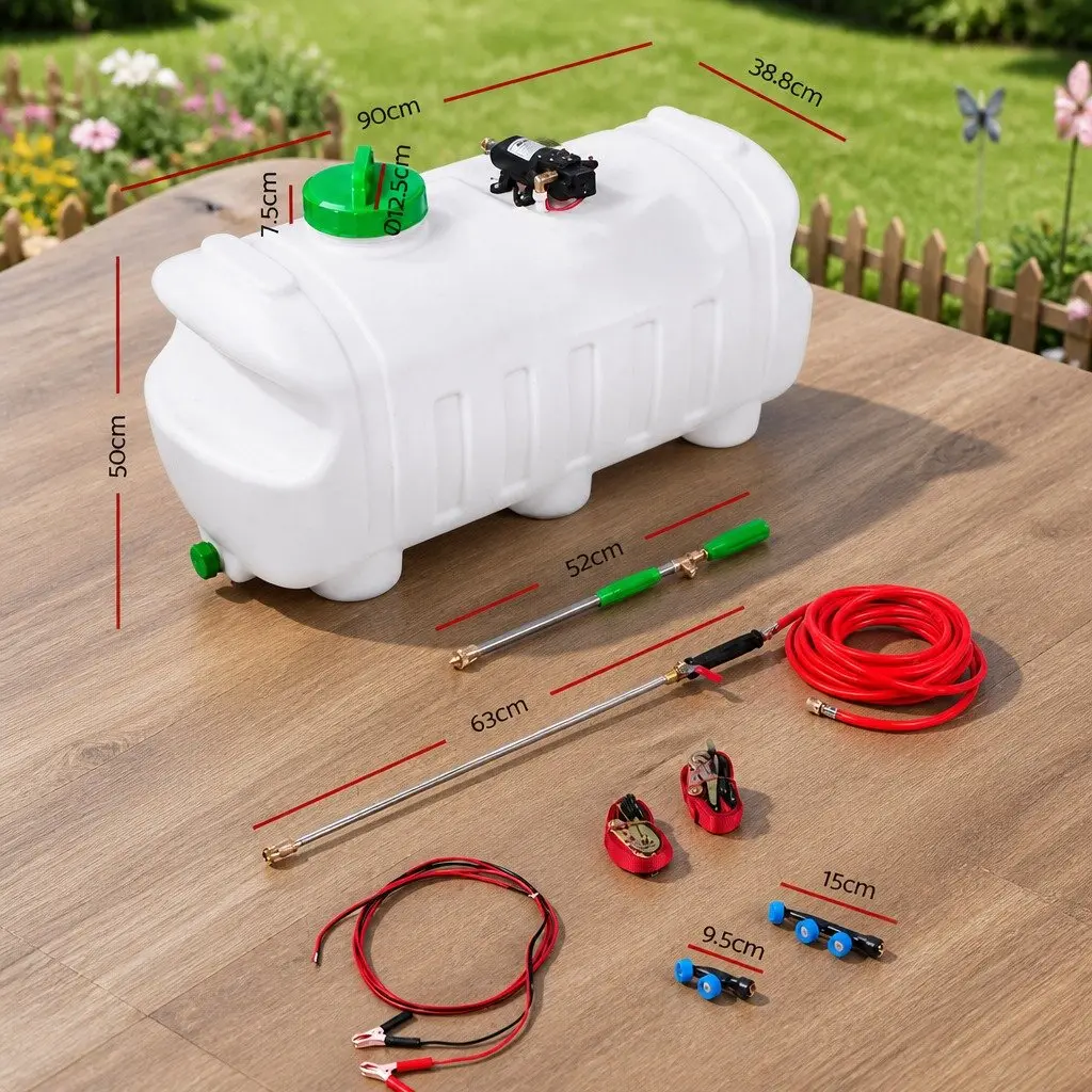 100L Electric Weed Sprayer 12V Self-Priming Pump Black Garden Spray Tank with Hose Nozzles
