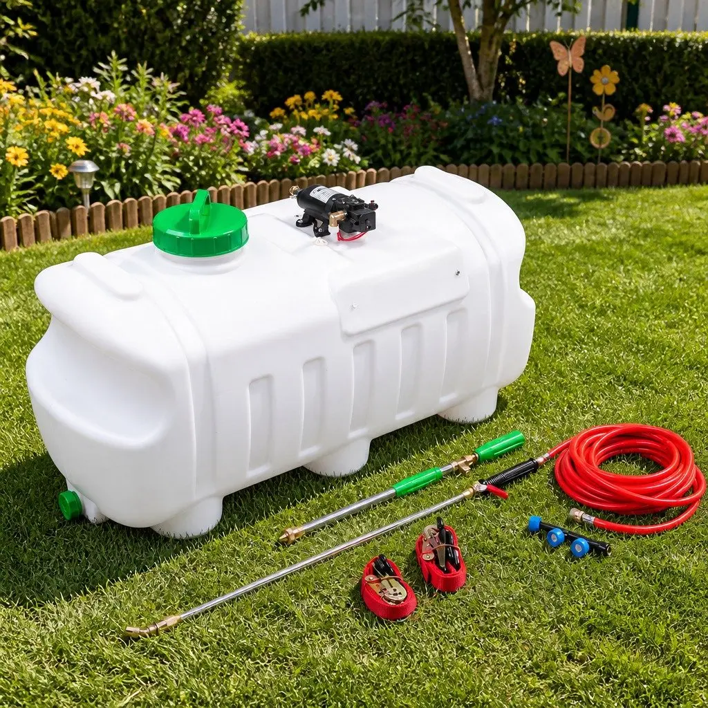 100L Electric Weed Sprayer 12V Self-Priming Pump Black Garden Spray Tank with Hose Nozzles