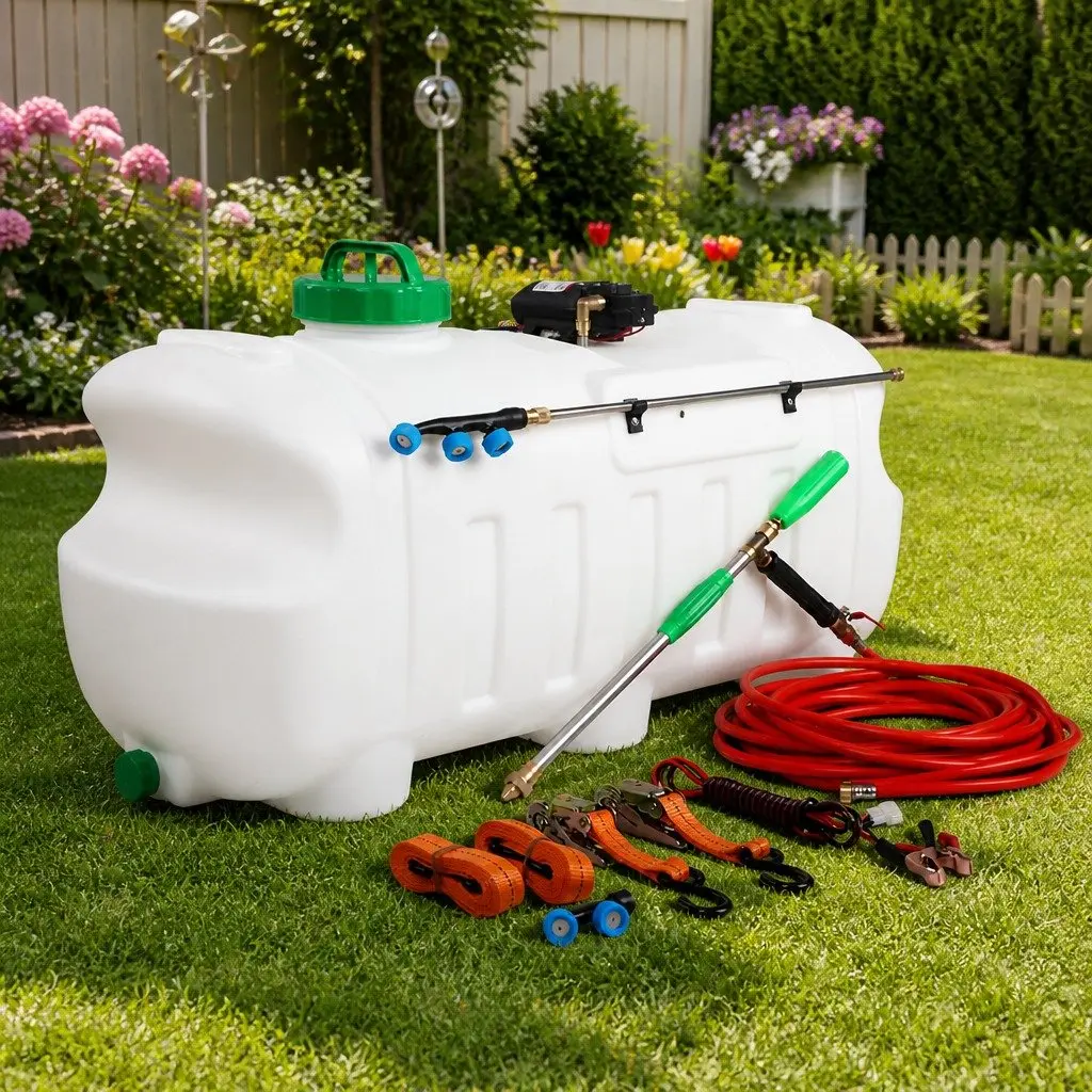 100L Electric Weed Sprayer 12V Self-Priming Pump Black Garden Spray Tank with Hose Nozzles
