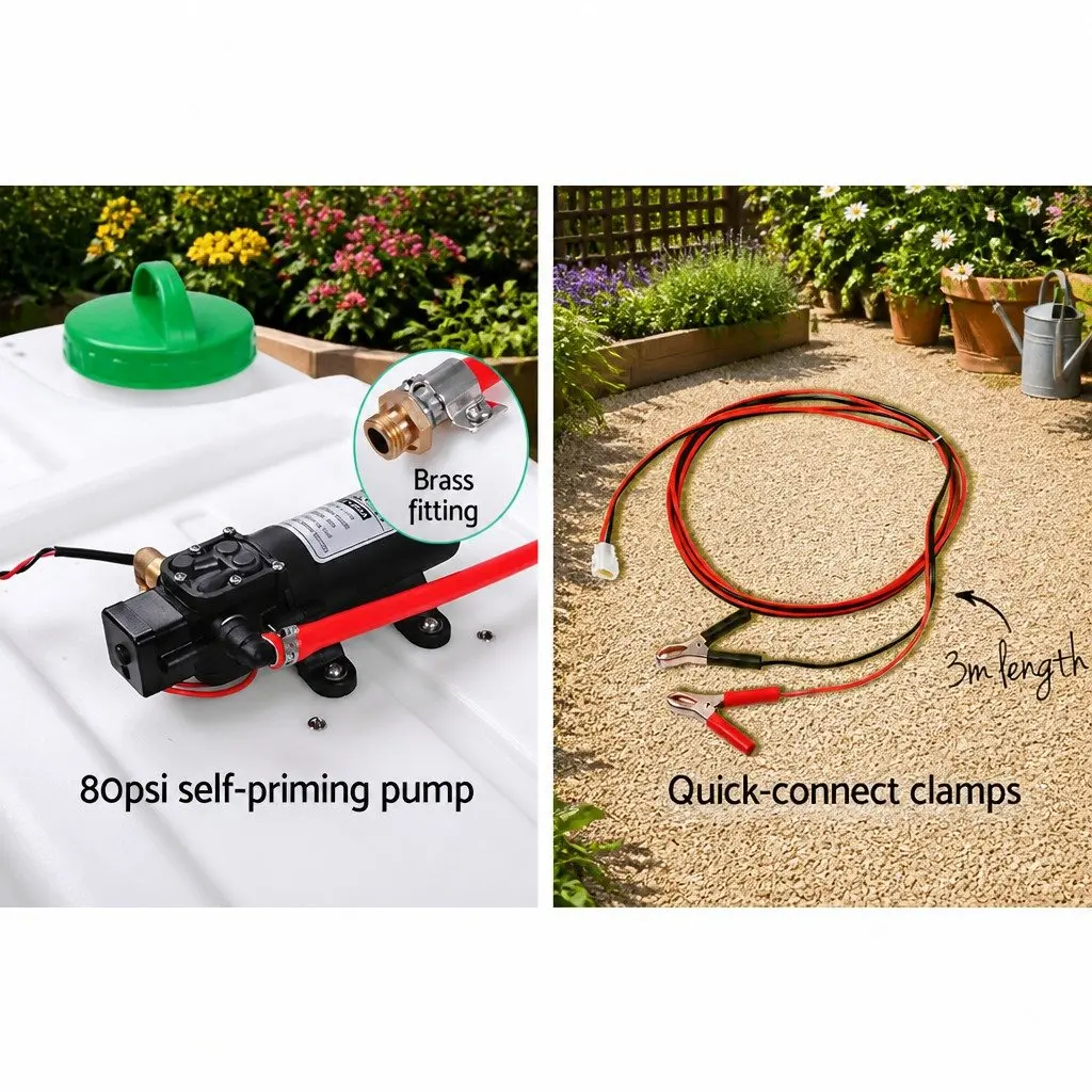 50L Electric Weed Sprayer 12V Black Tank with 3 Nozzles and Hose