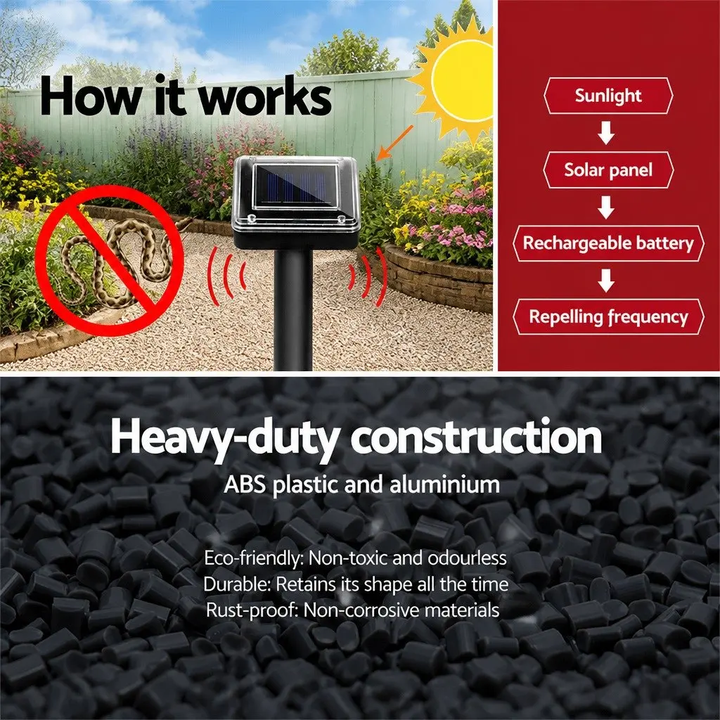 Snake Repeller 12 Piece Solar Powered Ultrasonic Pest Control Garden Yard Farm