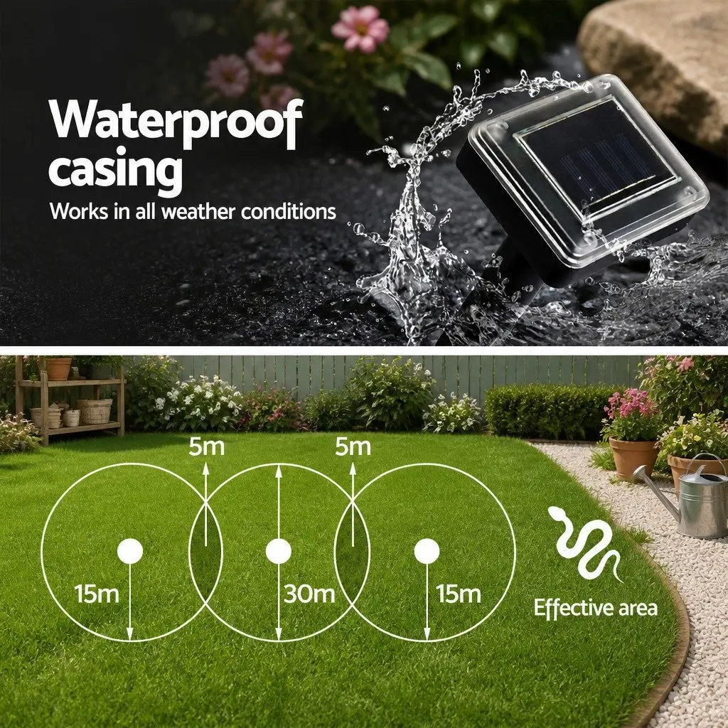 Snake Repeller 12 Piece Solar Powered Ultrasonic Pest Control Garden Yard Farm