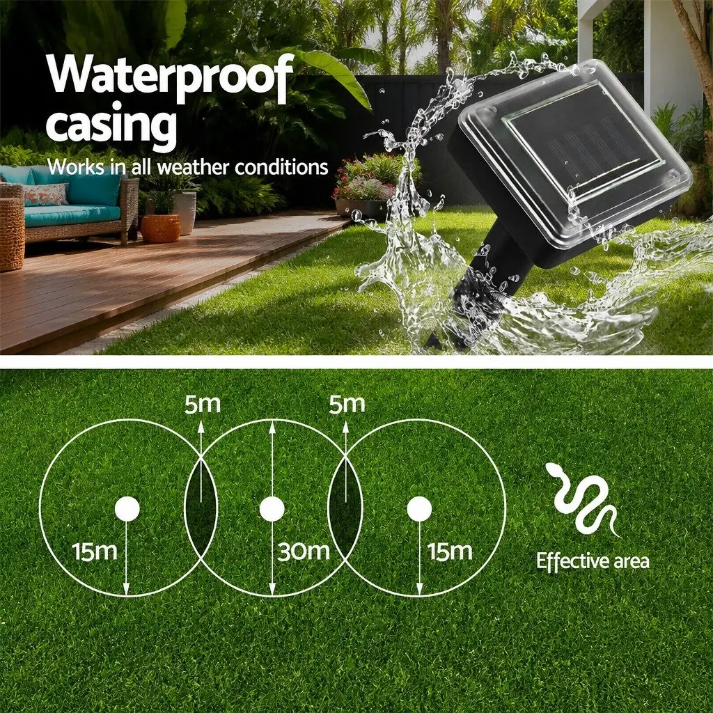 Ultrasonic Solar Snake Repeller Black 8 Pack Weatherproof Pest Control for Garden Yard Farm Orchard