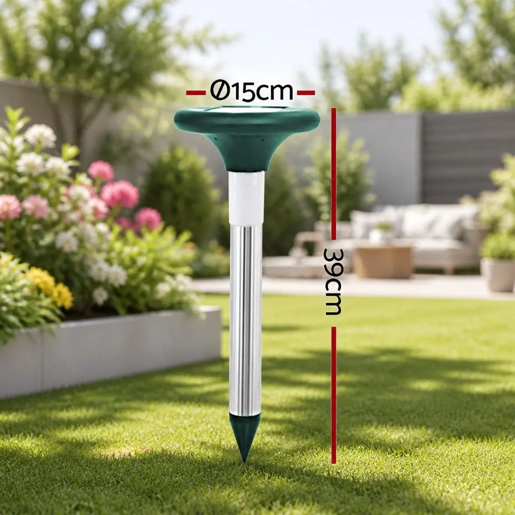Solar Snake Repeller 8 Piece Heavy Duty ABS Plastic Green LED Ultrasonic Pest Deterrent