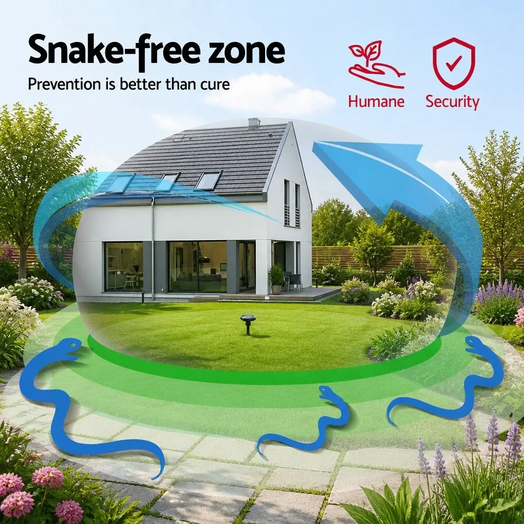 Solar Snake Repeller 8 Piece Heavy Duty ABS Plastic Green LED Ultrasonic Pest Deterrent
