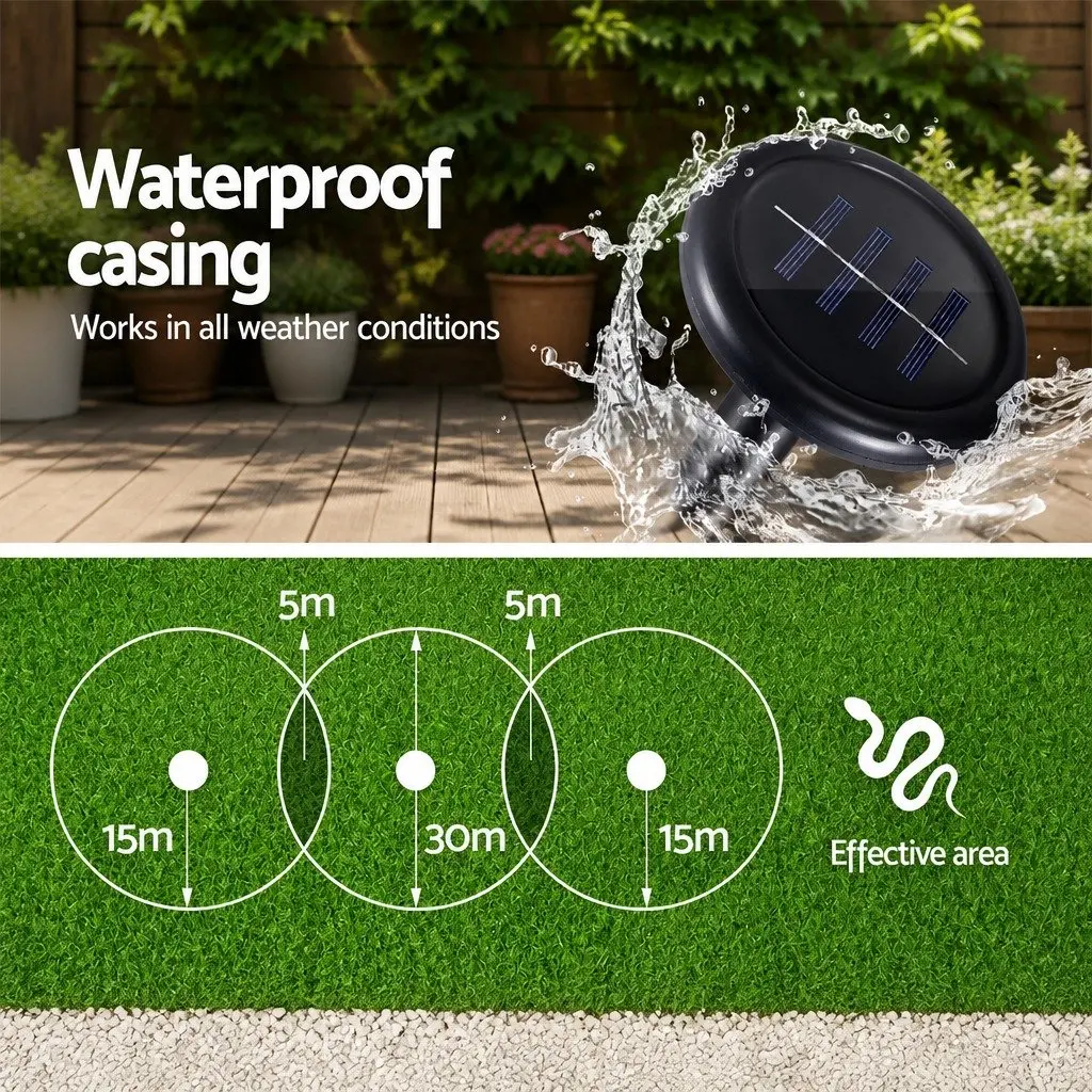 Snake Repeller Ultrasonic Solar Powered 12 Piece Black Garden Yard Farm Orchard