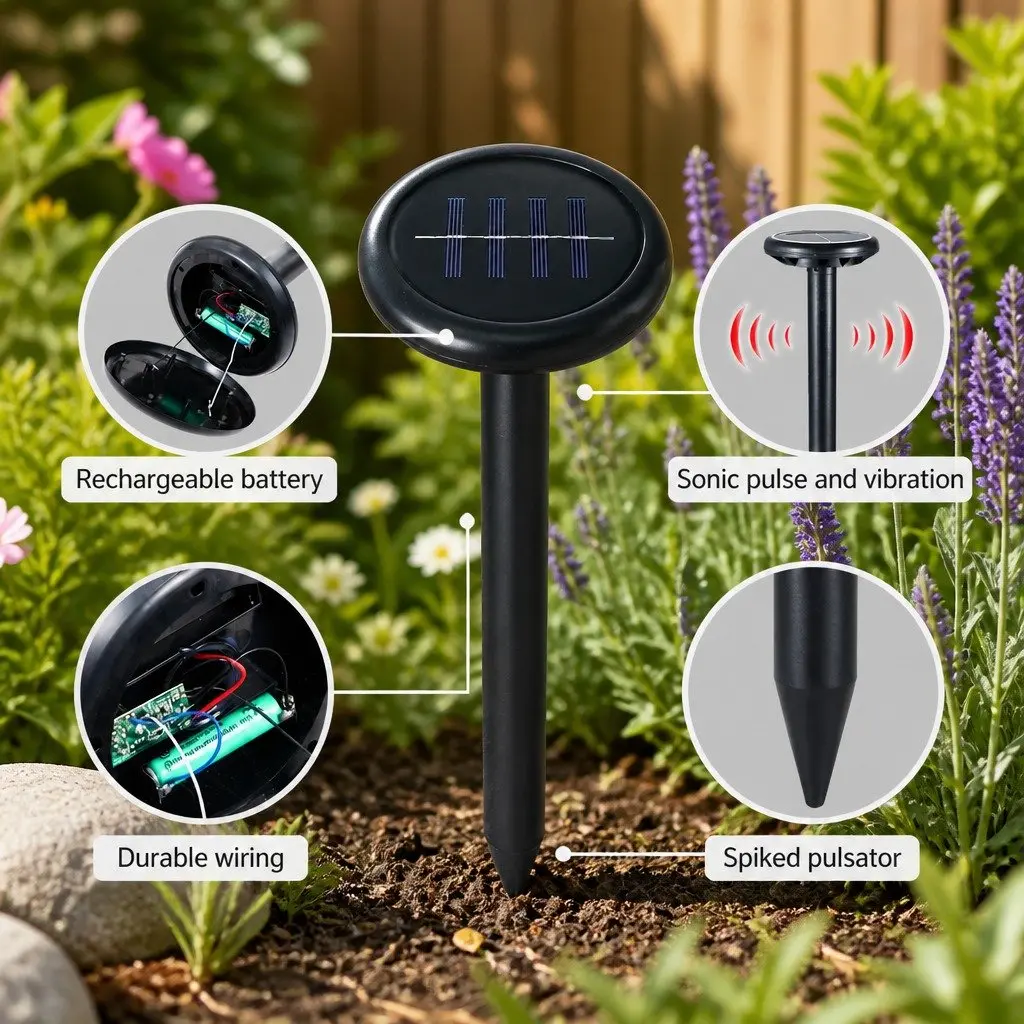 Snake Repeller Solar Powered Ultrasonic 6 Pack Weatherproof Heavy Duty ABS Plastic