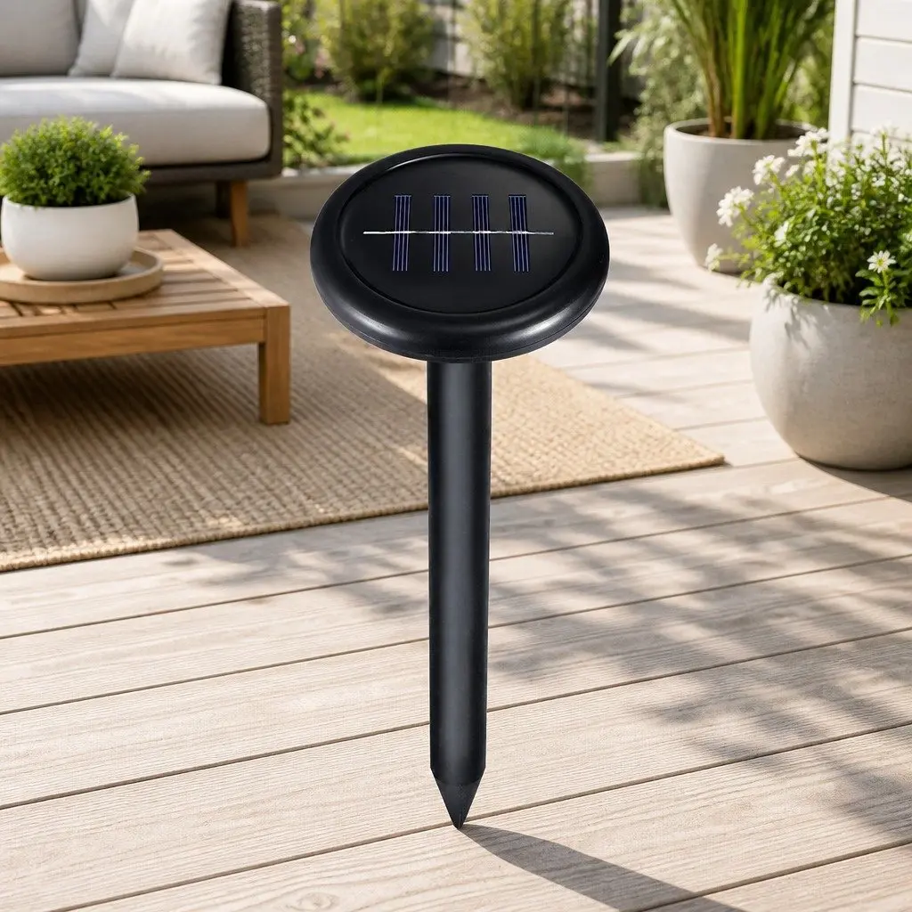 8 Piece Ultrasonic Solar Powered Snake Repeller Weatherproof Black Garden Yard Farm Pest Control Device