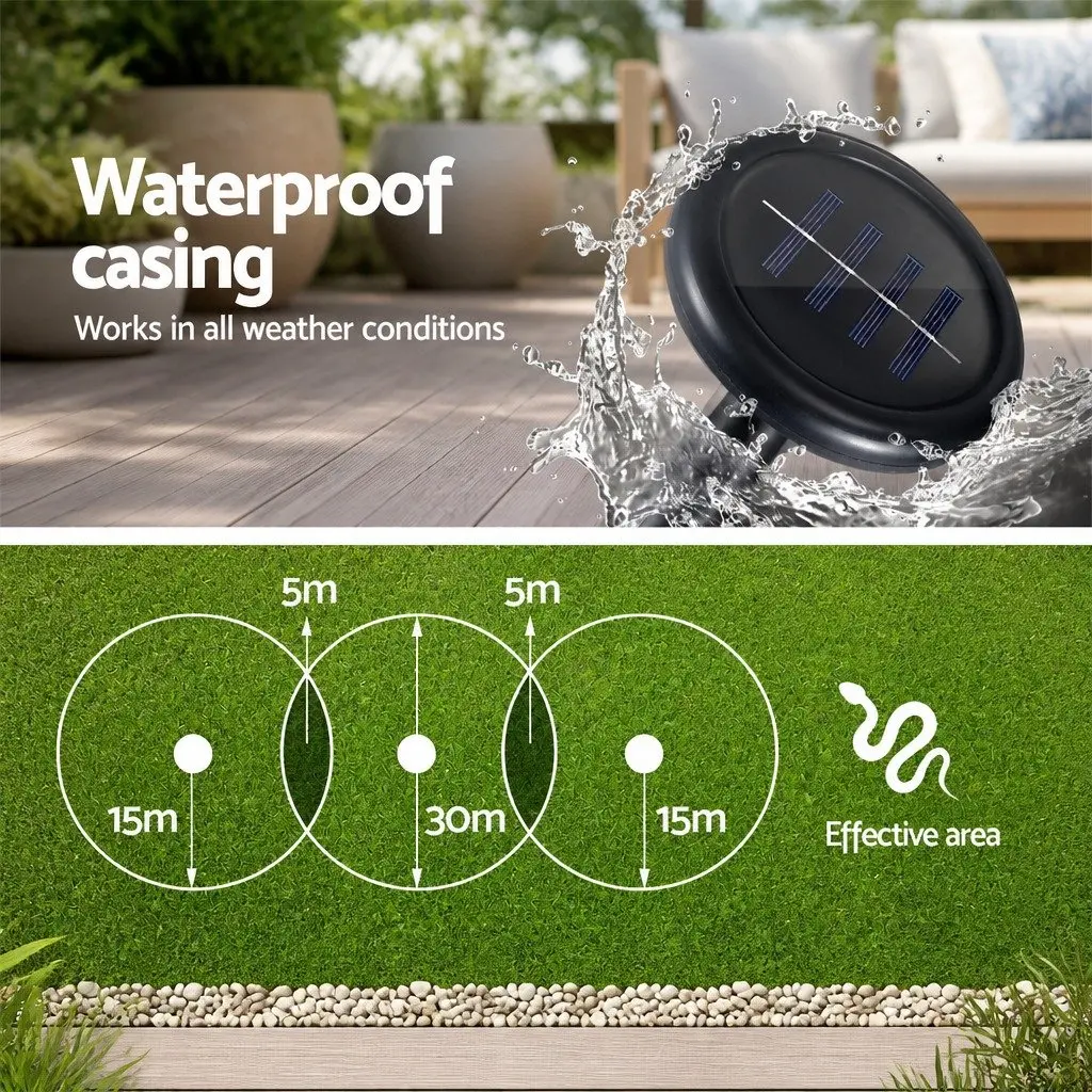 8 Piece Ultrasonic Solar Powered Snake Repeller Weatherproof Black Garden Yard Farm Pest Control Device