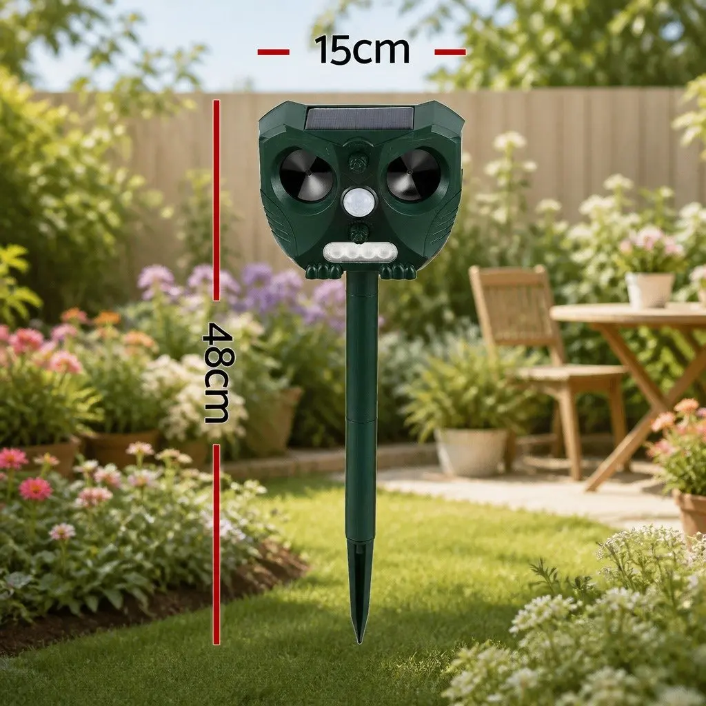 Ultrasonic Animal Deterrent Solar Powered Green Heavy Duty ABS Plastic 15cm x 7cm Garden Yard Farm Repeller