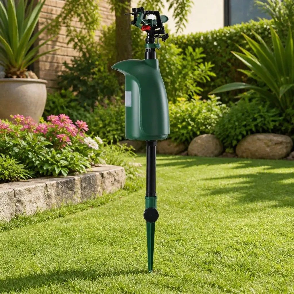 Outdoor Sprinkler Motion Sensor Animal Deterrent Green Garden Pest Repeller Battery Operated 110 x 610 mm