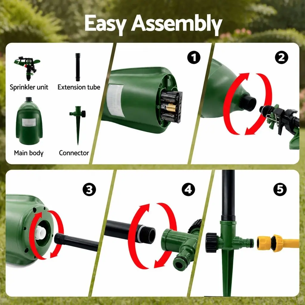 Outdoor Sprinkler Motion Sensor Animal Deterrent Green Garden Pest Repeller Battery Operated 110 x 610 mm