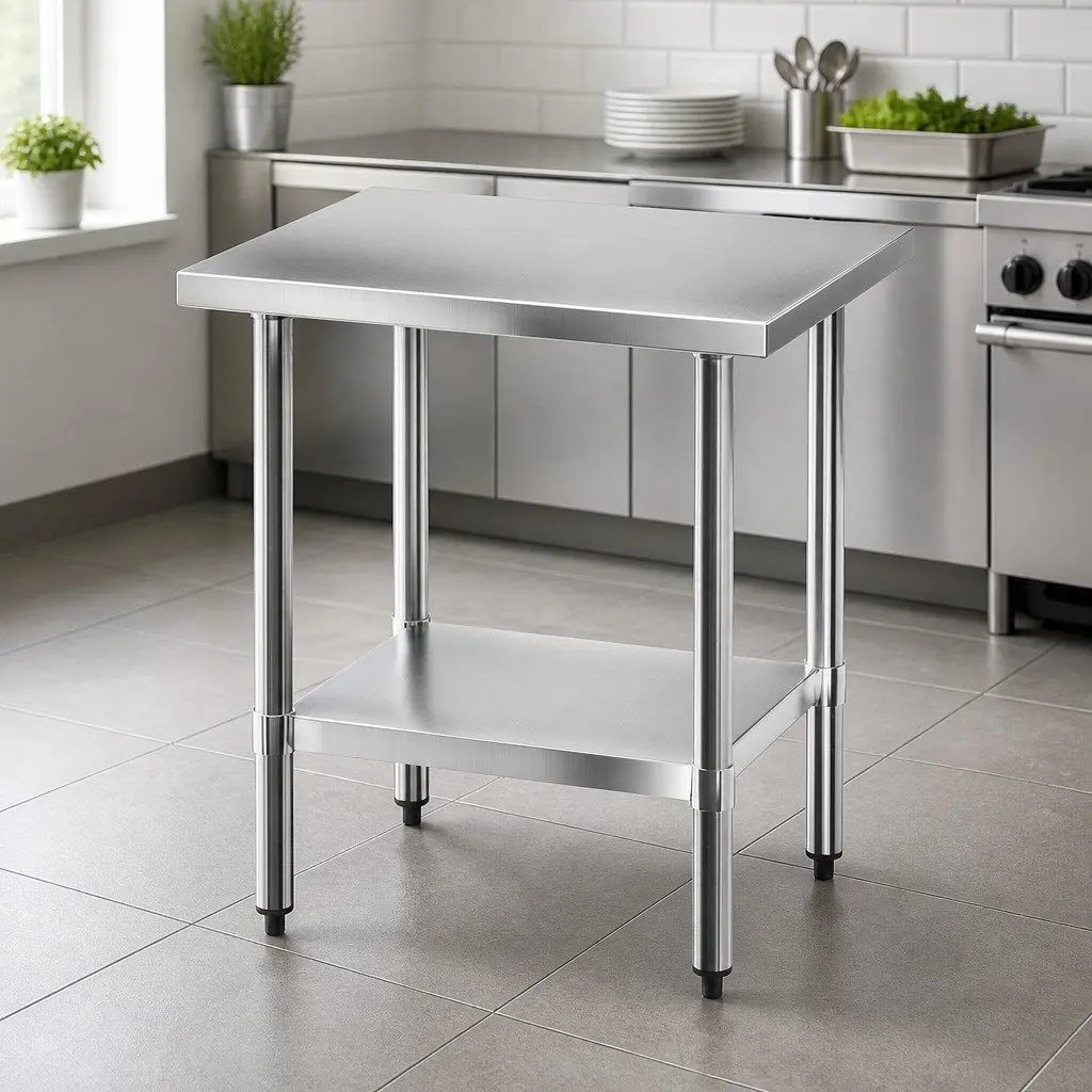 Stainless Steel Kitchen Bench Work Table 610x760mm Prep Station Undershelf