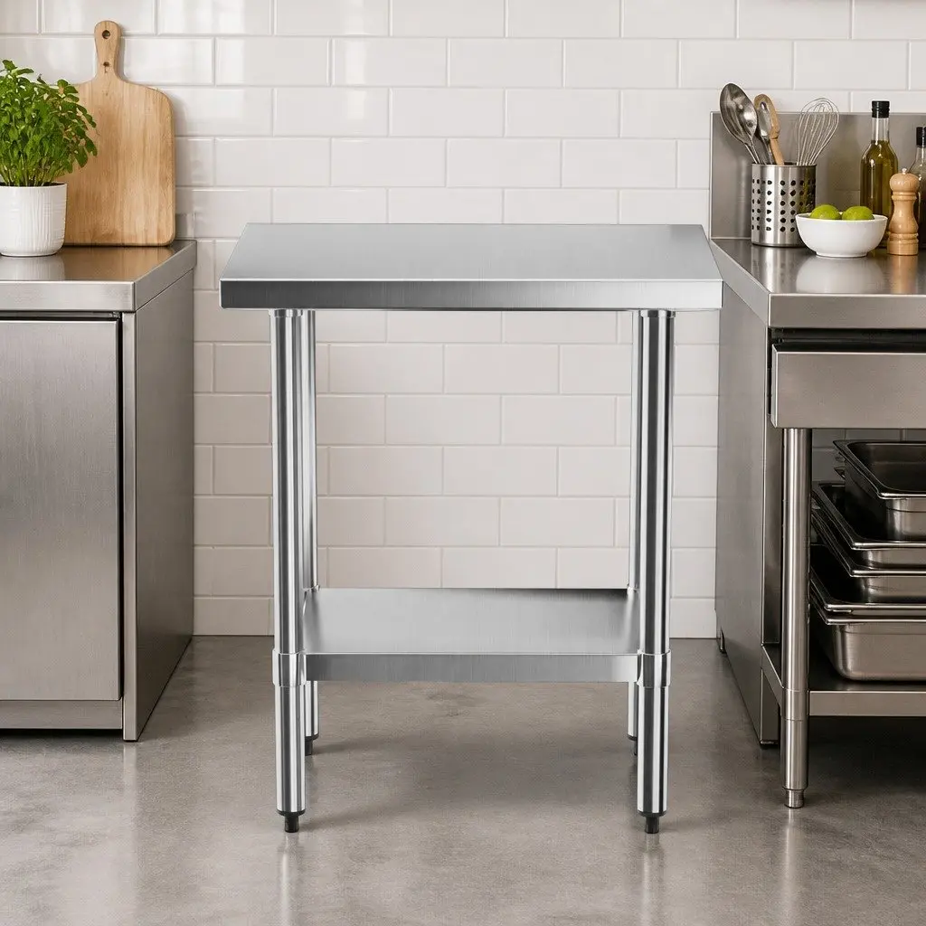 Stainless Steel Kitchen Bench Work Table 610x760mm Prep Station Undershelf