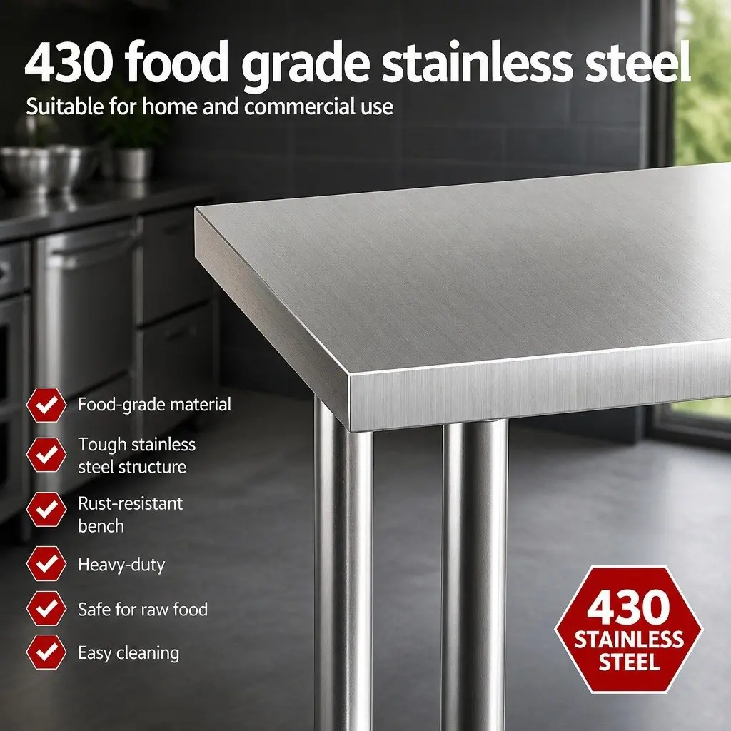 Stainless Steel Kitchen Bench Work Table 610x760mm Prep Station Undershelf