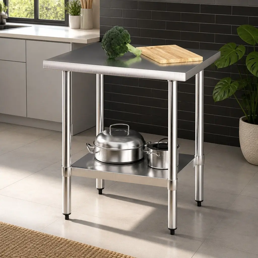 Stainless Steel Kitchen Bench Work Table 610x760mm Prep Station Undershelf